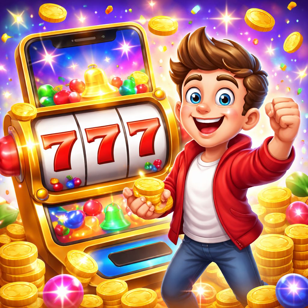 666TK themed cartoon slot character with coins and colorful reels